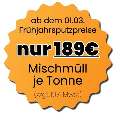 Frühjahrsputzpreise Mischmüll je Tonne nur 189 Euro | AK Containerdienst
